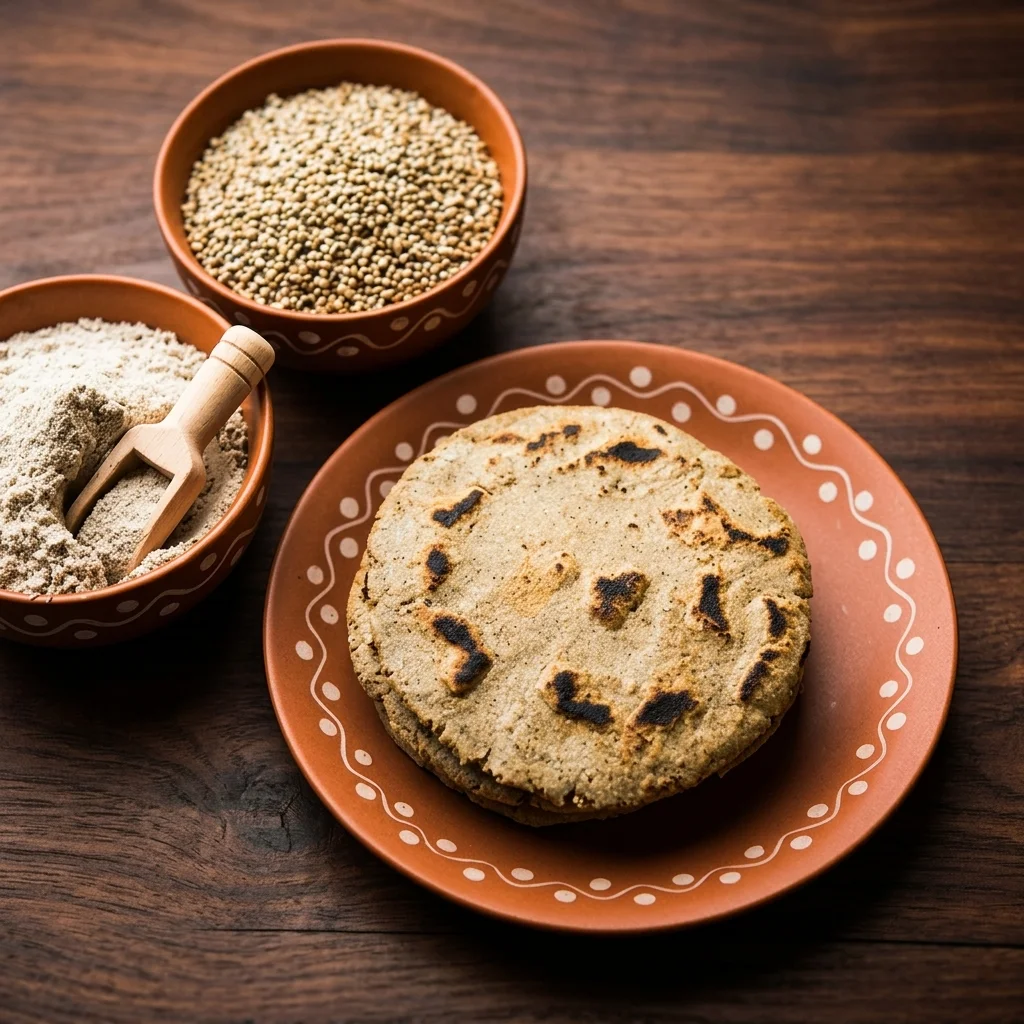 Bajra Roti — traditional Gujarati pearl millet flatbread, gluten-free and vegan, at Vinni's by Vinayak Winnipeg