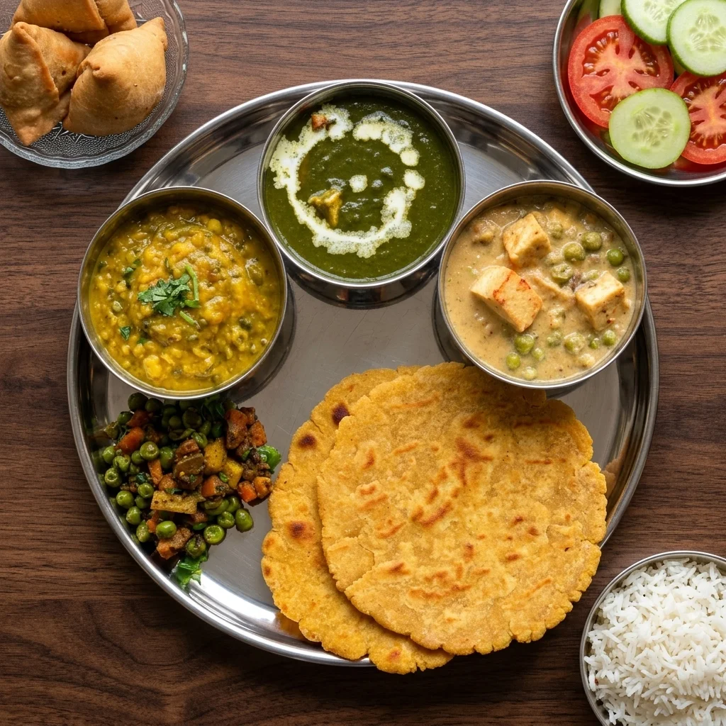 Unlimited Punjabi Thali – vegetarian North Indian curries, dal, naan and rice at Vinni's By Vinayak Winnipeg, $14.99
